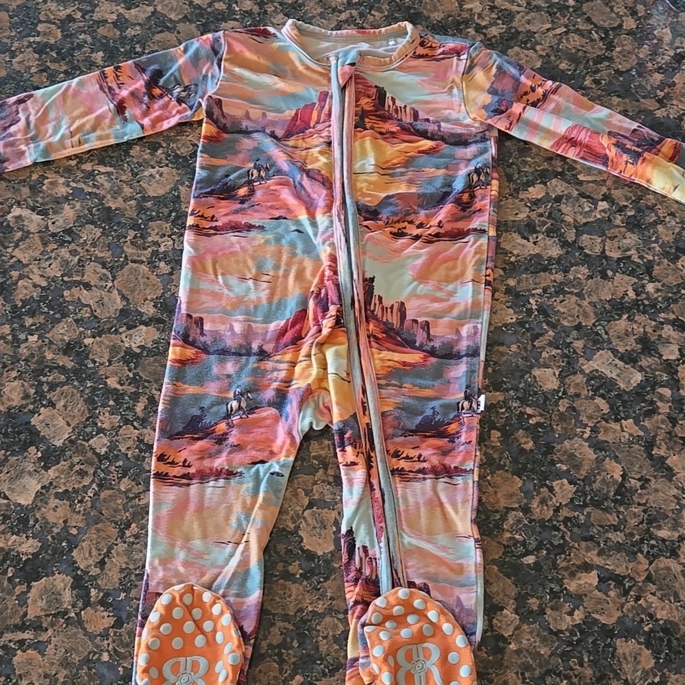 Bums and Roses Footie Pajamas In Saddle Up Sunset